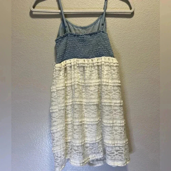 Wrangler girls lace and chambray dress 5/6 western coastal cowgirl youth - Picture 2 of 5